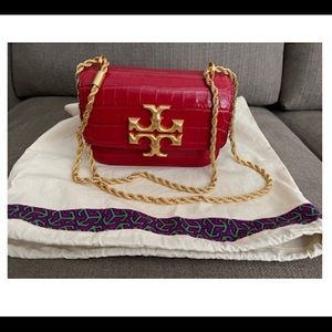Tory Burch Eleanor Red Croc Embossed Bag Small
